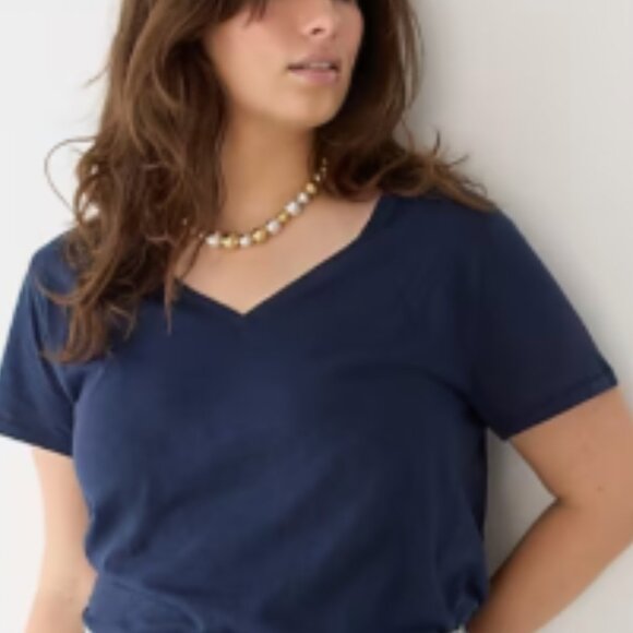 NEW! J.Crew Mercantile Slightly Cropped V-Neck Broken-In T-Shirt Navy - 2X - Picture 1 of 5